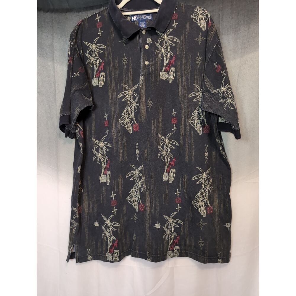 Vintage Big Dogs Men's Hawaiian Polo Shirt 100% Cotton Size XL(216)